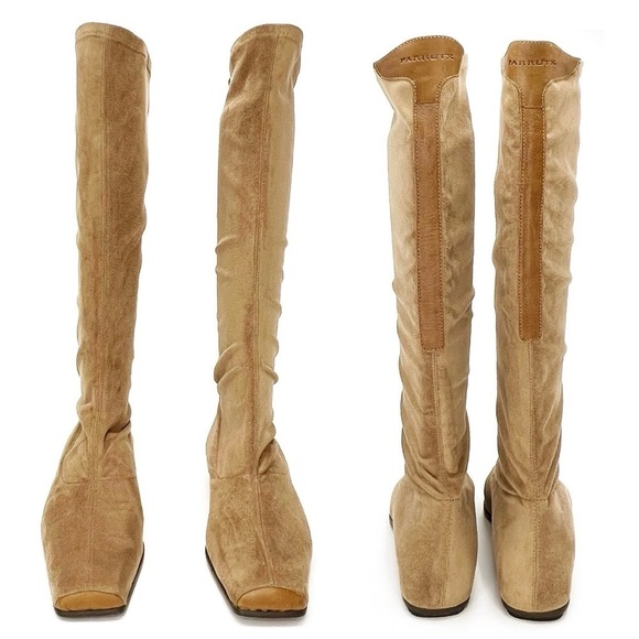 Farrutx Boots Size 41 = US 10.5 Knee High Tall Suede Tan Brown 1.5” Wedge  EUC - Picture 2 of 8